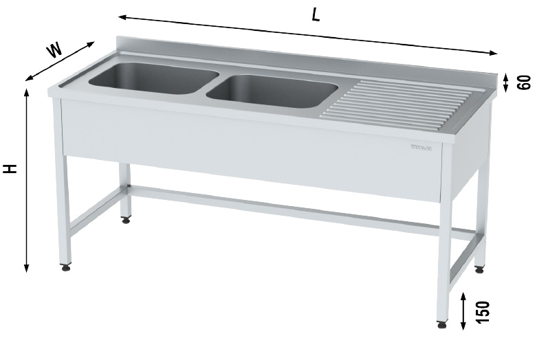  kayalarطاولة مجلى ستانلس حوضين  1800*600*850 