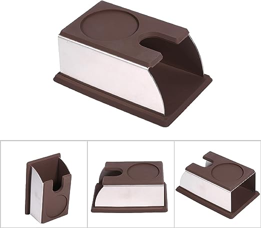 قاعدة ختامة اسبرسو ستانلس مع جلد بني 12.5*7.5  م 