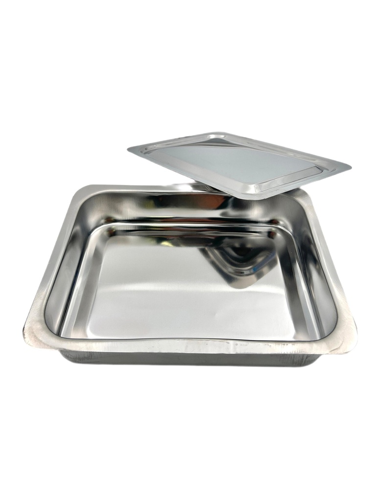 صحن ستانلس مع غطاء27*20 س