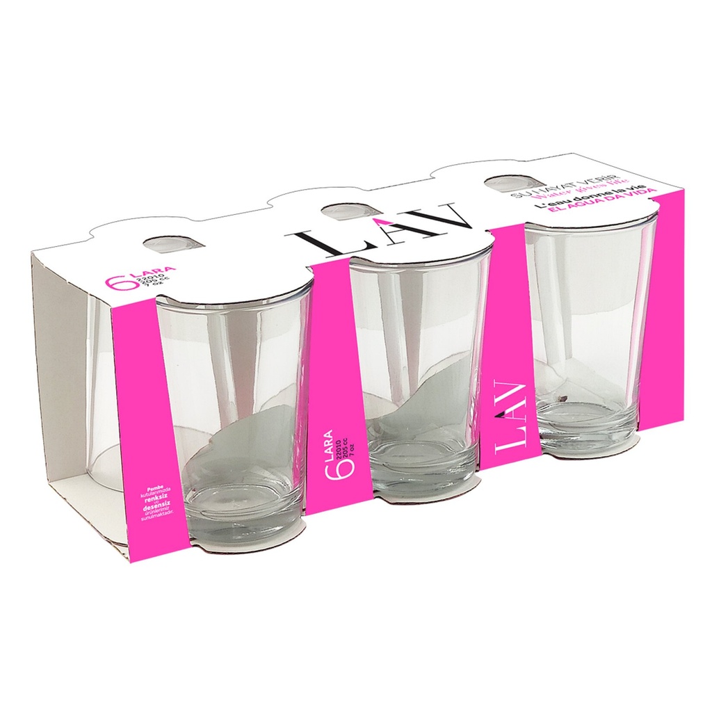 SR ALARA  22010 طقم كاسات زجاج 6 قطع  شوب ساده  