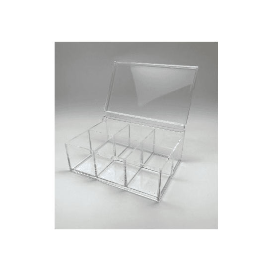 EQ علبة شفاف مقسمة 6 خانات 22*15.5 