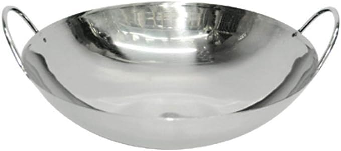   EQ مقلى ستانلس 36 سم محدب مع يدين 