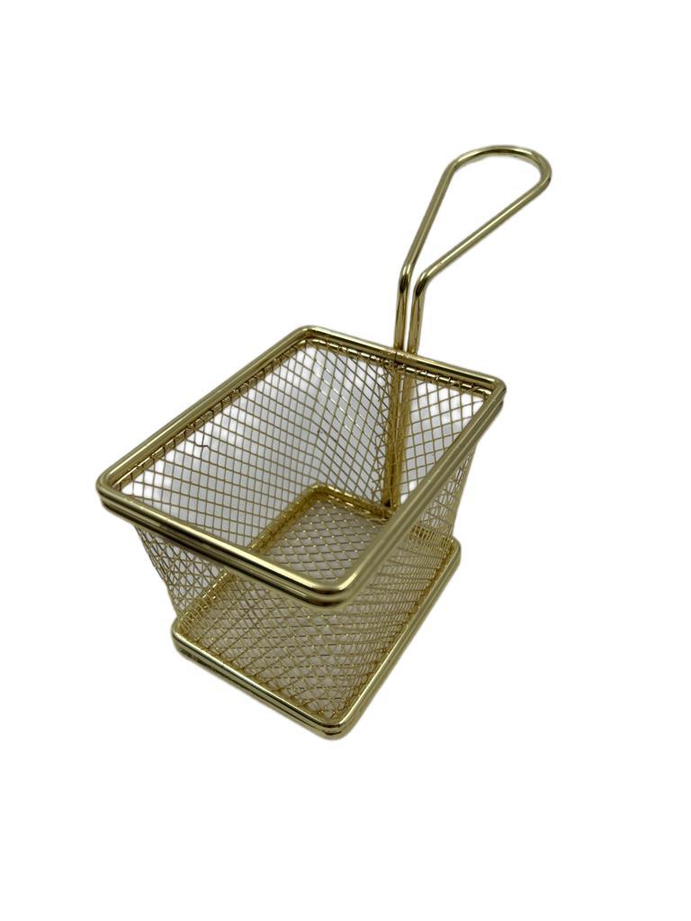 سلة بطاطا اصفر مربع مع يد شبك عريض  10.8*7.3 سم م