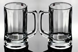  KTZB09 طقم كاسات زجاج  2  قطعة مع يد مضلعة 