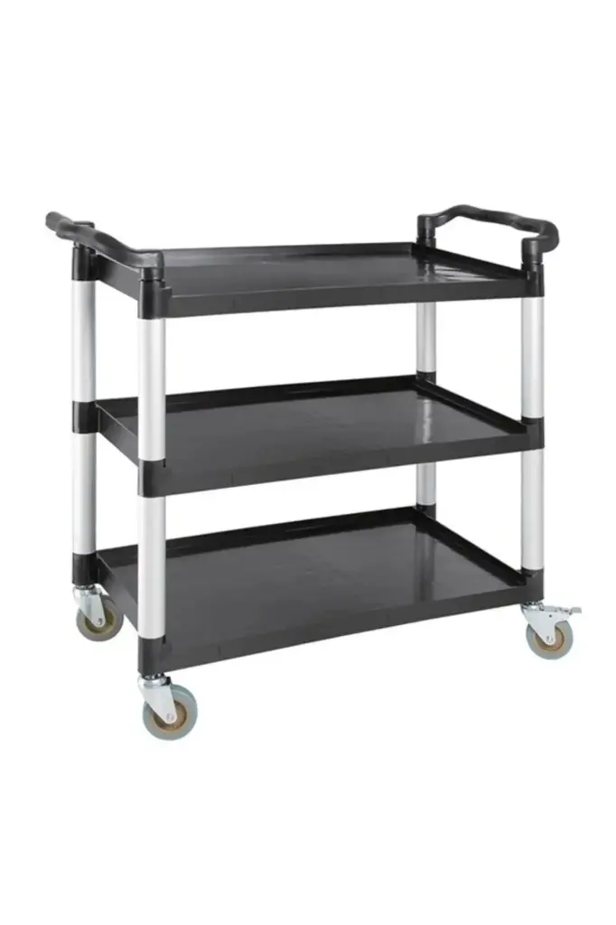  EQ-103*95*45 عربية خدمة بلاستيك كبير 3 طبقات اسود 