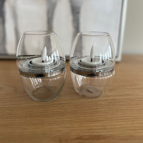 شمعة زجاج مع ستاند طبقتين ساده +محزز 