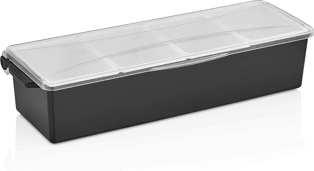 EQعلبة بهارات بلاستيك 4 خانات اسود مع غطاء ثقيل