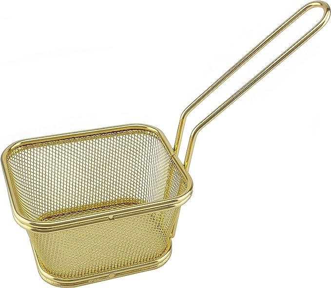 سلة بطاطا اصفر مربع مع يد شبك ناعم  10.5*9.6 م 