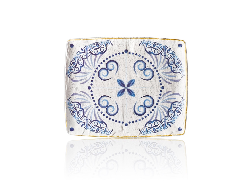 41012 CW-ATH صحن ملمين مستطيل مزخرف ازرق