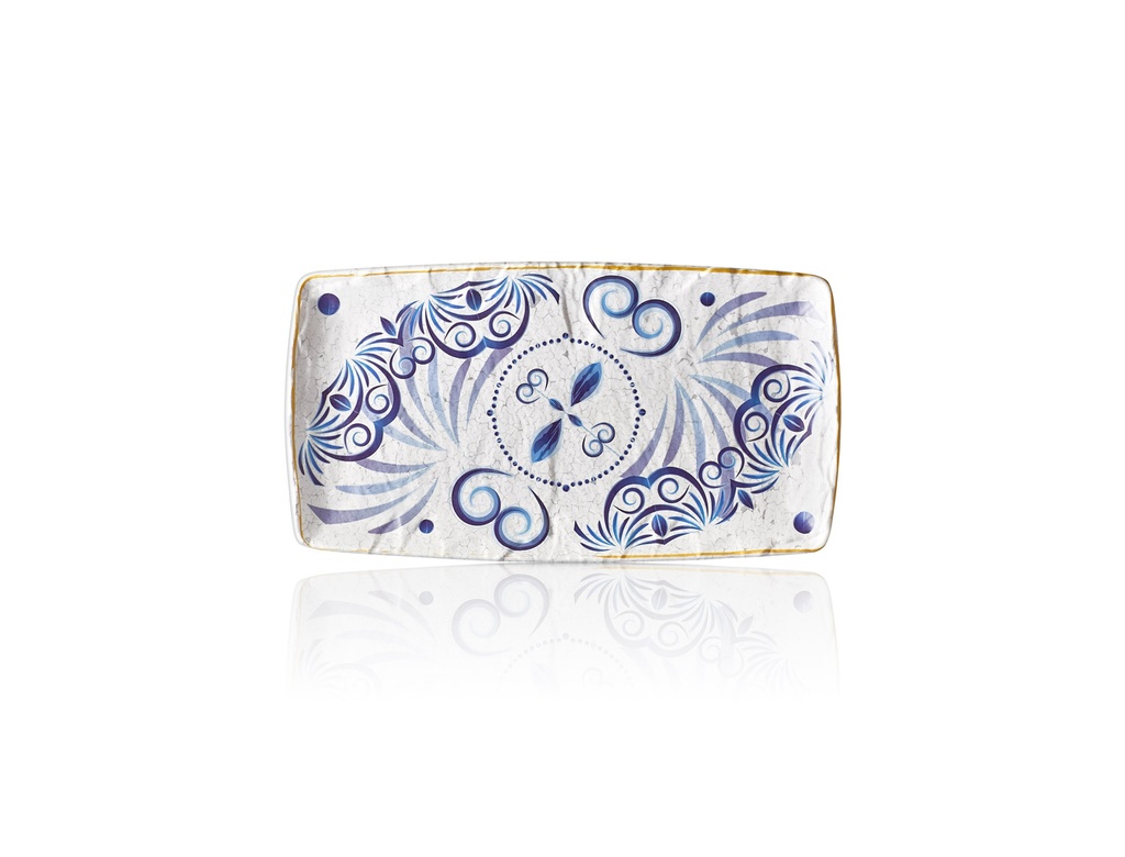 41013 CW-ATH صحن ملمين مستطيل مطاول مزخرف ازرق