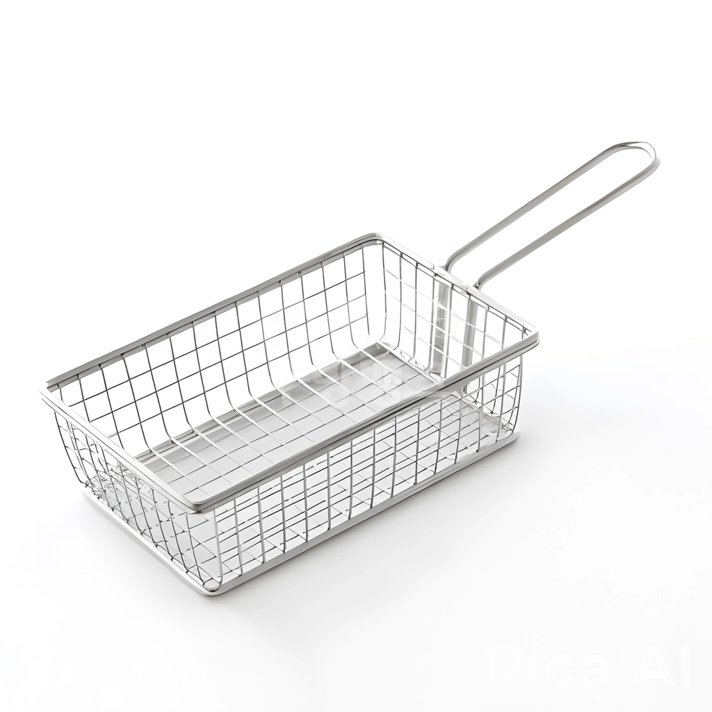 سلة بطاطا ستانلس مستطيل مع يد 16*10*5.5 سم م 