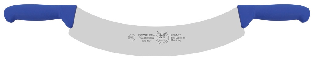 VALGOBBIA-CP.03.FRC40 سكينة تقطيع جبنة منحنية مع يدين ازرق 